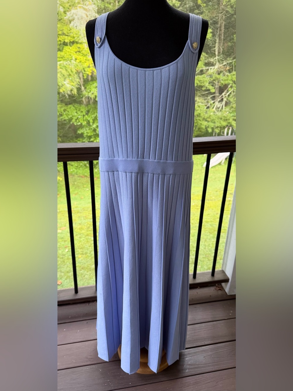 Ann Taylor Button Ribbed Sweater Dress Periwinkle Blue Size XL EUC Midi